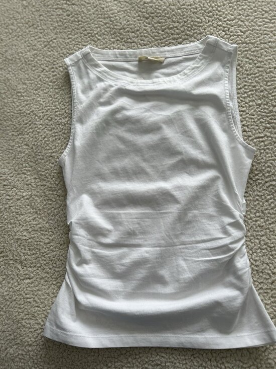 Madewell 100% Cotton Side Cinched Boat Neck Tank in White Size XXS - Picture 4 of 10